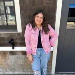 NWT Ashley Irene Boutique Dreamhouse Denim Veveret Pink Plus Denim Jacket 1X